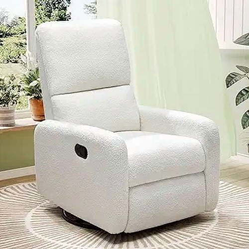 papajet Recliner Chair for Living Room,Nursery Glider with High Back Massage Swivel,Sherpa White
