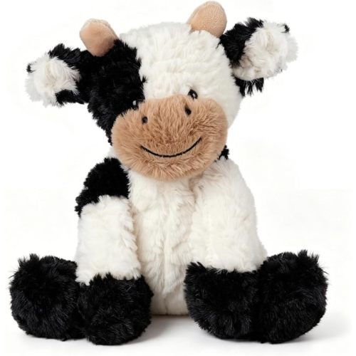 Hopearl Adorable Cow Plush Toy Floppy Dairy Cattle Soft Kawaii Cow Stuffed Animal Cute Birthday Holiday Gift for Boys Girls Kids Toddlers, 9''