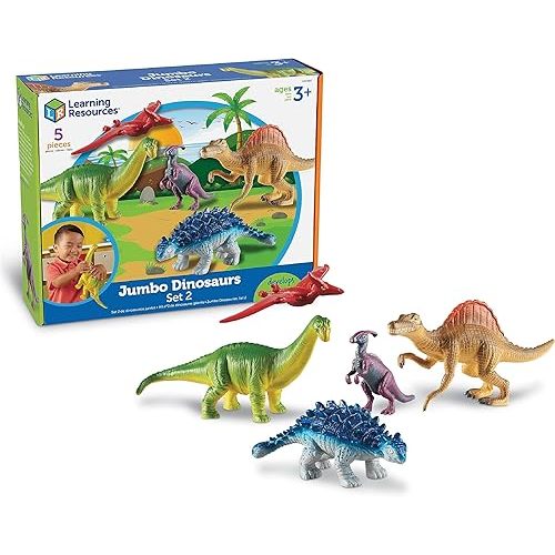 Learning Resources Jumbo Dinosaurs Expanded Set - Toddler Montessori Toys, Stacking Shape, Gifts for Boys and Girls, Sorting and Matching Skill Activities