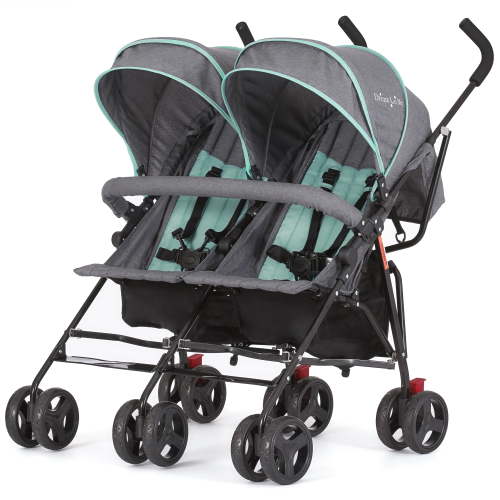 Dream On Me Volgo Twin Umbrella Stroller, Mint and Dark Grey