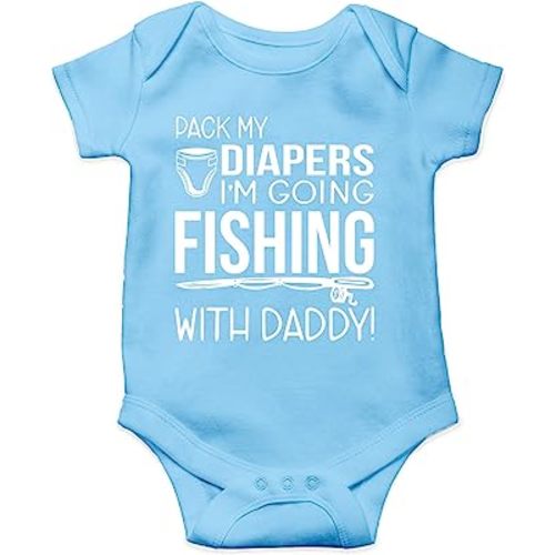 Pack my Diapers I'm Going Fishing with my Daddy' Baby Organic T-Shirt
