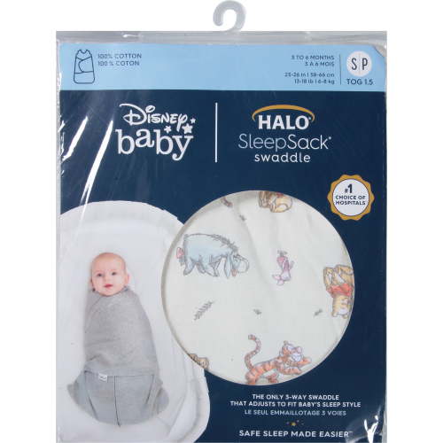 Halo Disney Baby Infant SleepSack, Winnie Frolic Swaddle, 3-6 Months, Small
