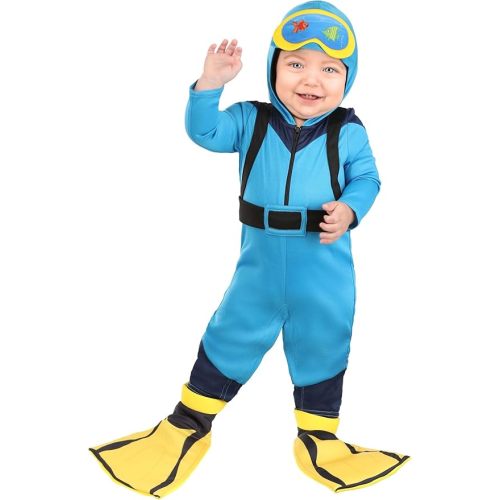 Infant Scuba Costume, Baby Halloween Diver Jumpsuit With hood, Shoe Covers, And Stuffed Air Tank