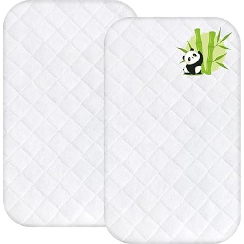 Waterproof Bassinet Mattress Protector Cover, Fits for AirClub Bassinet Bedside Sleeper, 2 Pack, Skin Friendly and Breathable Bassinet Mattress Pad
