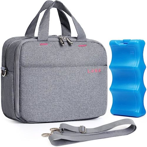 Lekebaby Breastmilk Cooler Bag with Ice Pack Fits 4 Baby Bottles, Baby Bottle Cooler Bag, BreastMilk Cooler Bag for Nursing Mom Daycare