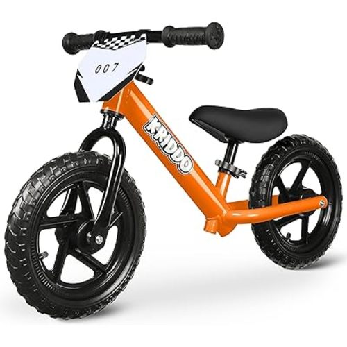 KRIDDO Toddler Balance Bike 2 Year Old, Age 18 Months to 5 Years Old, 12 Inch Push Bicycle with Customize Plate (3 Sets of Stickers Included), Gift Bike for 2-3 Boys Girls, Orange