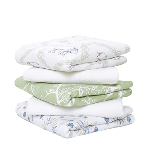 aden + anais Essentials Musy Squares 5 Pack - Soft, Absorbent 100% Cotton Muslin Baby Cloths (23.5"x23.5"), Perfect for Spills, Drool & On-The-Go Cleanups, A Diaper Bag Essential, Harmony