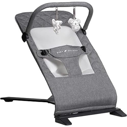 Baby Delight Alpine Deluxe Portable Bouncer | Infant | 0 – 6 months | Charcoal Tweed