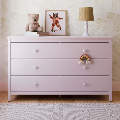 Storkcraft Alpine 6 Drawer Nursery Double Dresser, Blush