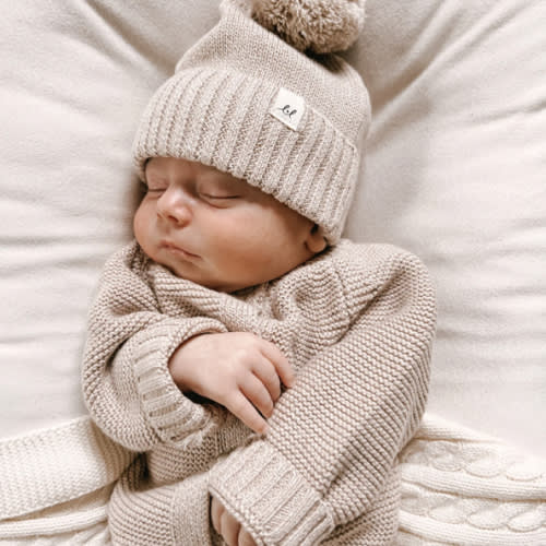 Luna + Luca Pom Beanie - Heather Beige