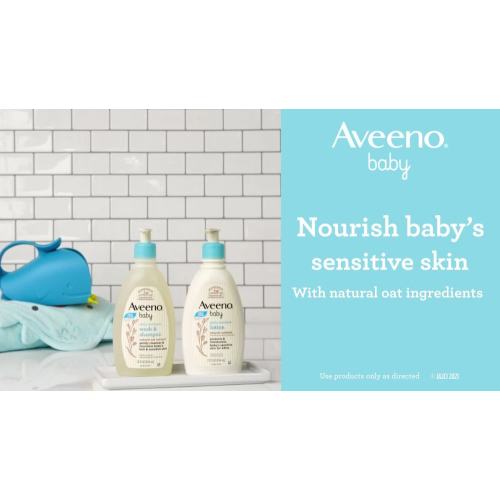 Aveeno Baby Daily Moisture Body Lotion for Sensitive Skin with Natural Colloidal Oatmeal, Suitable for Newborns, 18 FL OZ