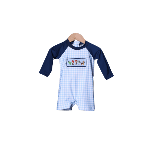 Hand Smocked Cowboy And Friends Rash Gaurd