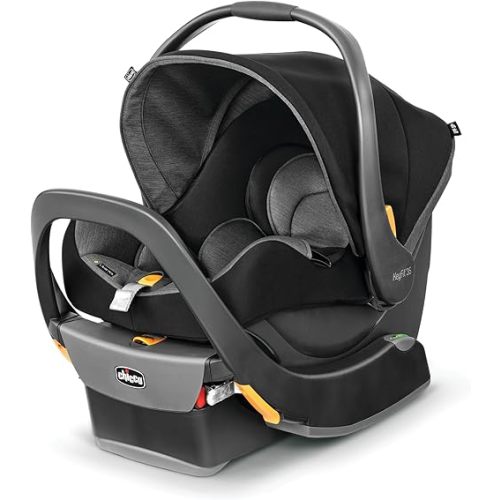 Chicco KeyFit 35 ClearTex Rear-Facing Infant Car Seat and Base for Infants 4-35 lbs., Includes Head & Body Support, Compatible with Chicco Strollers, Baby Travel Gear - Shadow/Black