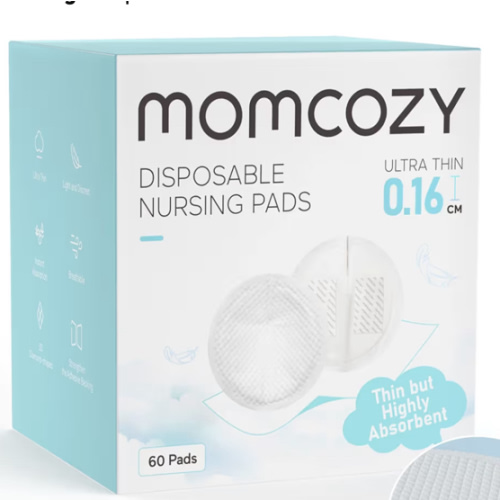 Momcozy Ultra-Thin Disposable Nursing Pads, Ultra-Absorbent and Breathable Portable Breast Pads for Mothers, Keep Dry Continuously, Make Breasts Light and Unburdened, Individually Packaged(60 Count)