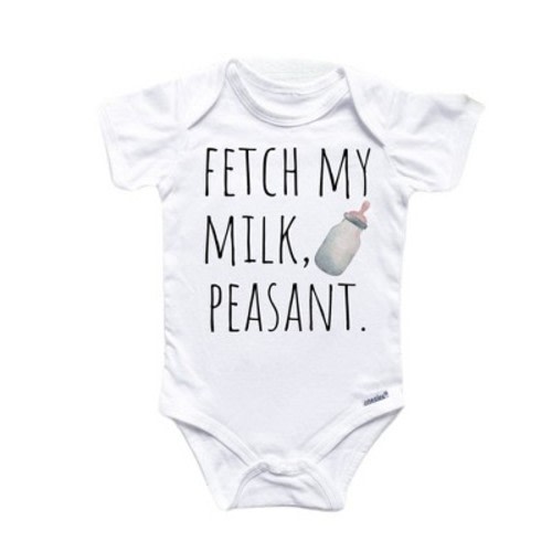 Milk Peasant Onesie® Baby Boy Girl Clothes Infant Bodysuit Funny Cute Newborn GS1 White 0-3M Onesie®