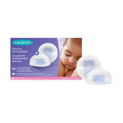 Lansinoh Stay Dry Disposable Nursing Pads, 100 Count, Soft and Super Absorbent