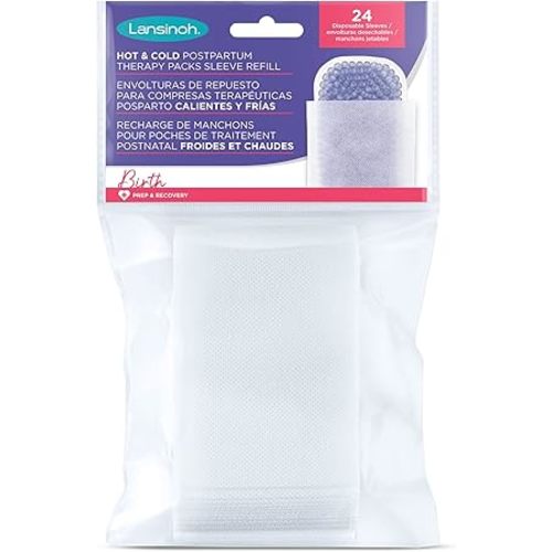 Lansinoh Hot & Cold Postpartum Therapy Packs Disposable Sleeve Refill, 24 Count