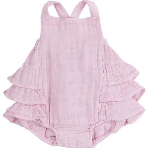 BALLET SOLID MUSLIN RUFFLE SUNSUIT, Pink - Angel Dear Rompers | Maisonette