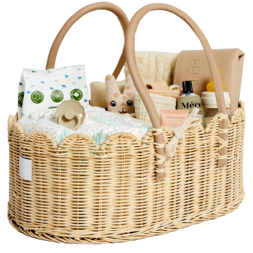 Baby Diaper Caddy Organizer "POPPY" Handmade & Natural by BEBE BASK® – BEBE BASK