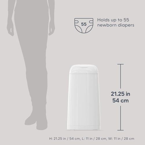 Diaper Genie Classic Pail Includes 1 Starter Square Refill That can Hold up to 165 Newborn-Sized Diapers.