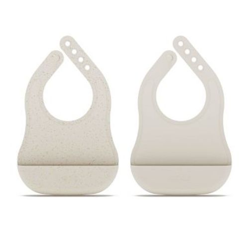Lalo 2pk Silicone Bibs - Oatmeal
