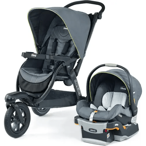 Chicco Activ3 Jogging Stroller Travel System, Includes Chicco KeyFit 30 Infant Car Seat with Base, Lightweight Aluminum Frame, Stroller and Car Seat Combo, Baby Travel Gear | Solar/Grey