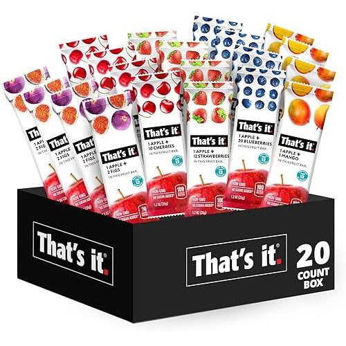 Fruit Bars Snack Gift Box (20 Pack) - 100% Natural, Gluten-Free, Vegan Fruit Snacks Variety Pack