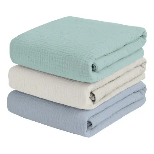 Muslin Swaddle Blankets for Baby Boy - 3 Pack 47x47 Inch Large Receiving Blankets, Soft Breathable Cotton Nursery Swaddles for Newborn, Infant & Todler (Sage Green, Cream White, Blue)