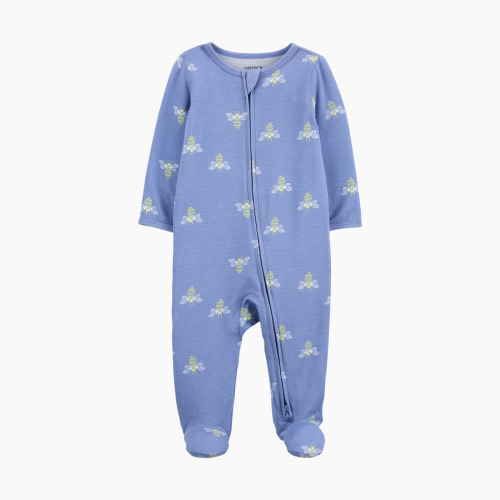 Carter's 2-Way Zip Lenzing Ecovera Sleep & Play Pajamas - Blue Bees, 6 M