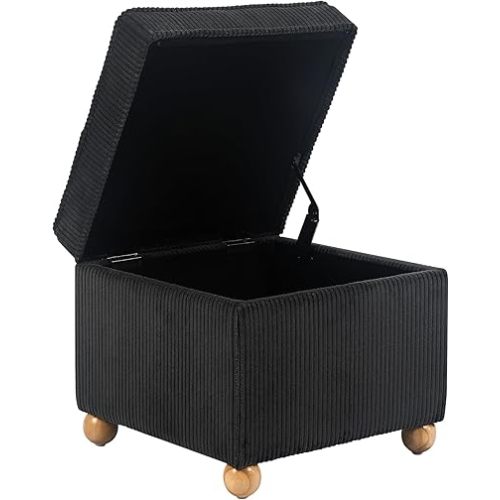Storage Ottoman with Square Cube Design,18 Inch Ottoman with Storage for Living Room, Large Load Capacity Footstools and Ottomans Small Foot Rest with Legs