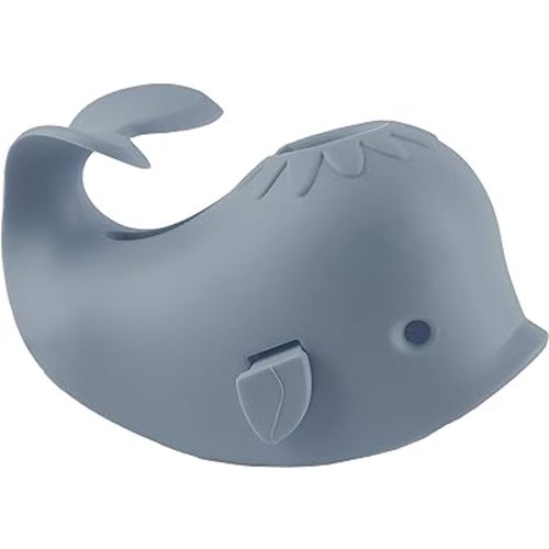 Bath Spout Cover for Bathtub - Protects Baby from Bumping Head During Bathing Time Baby Faucet Cover Universal Faucet Protective Cover Whale Design(Grey)