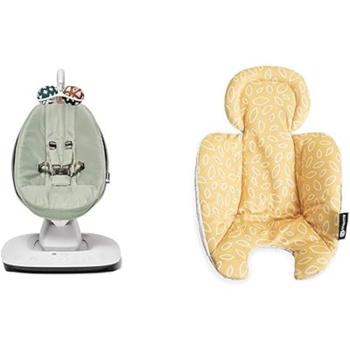 4moms MamaRoo Multi-Motion Baby Swing in Sage with Mesh Infant Insert, Yellow