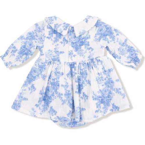 Long Sleeve Peter Pan Collar Bubble with Skirt Dream Cottage Floral Blue - Angel Dear | Maisonette