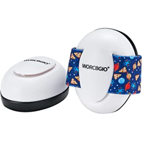 Infant Ear Protection Headphones with Adjustable Elastic Headband&Comfortable White Muffs Baby Earmuff Helps Sleep Well & Reduce Noise (Planet,White