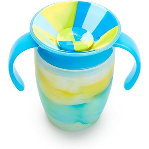 Munchkin® Miracle® 360 Trainer Sippy Cup with Handles, Spill Proof, 7 Ounce, Tropical Swirl, Blue/Multi