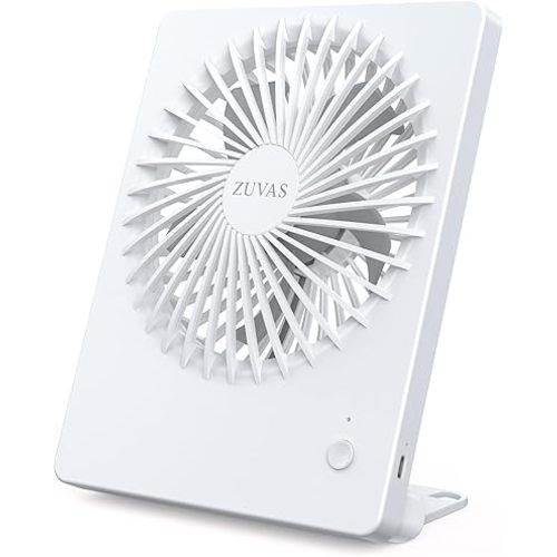 Zuvas Desk Fan Battery Operated Fan Rechargeable 180°Tilt Folding Personal Fan Ultra Quiet Small Portable Fan 3 Speed Adjustable Strong Wind USB Fan For Office Bedroom Home Desktop Camping (White)
