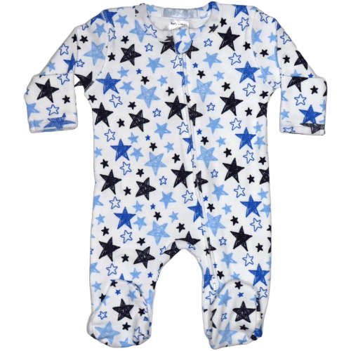 Baby Two-Way Zipper Footie - Blue Doodle Stars