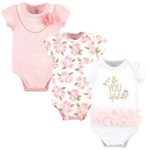 Little Treasure Baby Girl Cotton Bodysuits 3pk, Beyoutiful, 3-6 Months