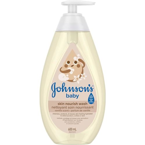 Johnson’s Skin Nourish Moisture Vanilla & Oat Body Wash - Baby Bath Skin Care - Sensitive Skin - 600 mL, Vanilla Fragrance