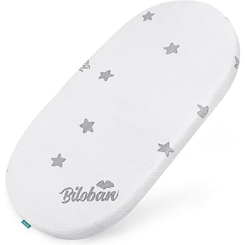 Bassinet Mattress Pad (17" x 29" x 0.8") Compatible with 4moms MamaRoo Sleep Bassinet, Waterproof Breathable Soft, Baby Foam with Removable Zippered Cover