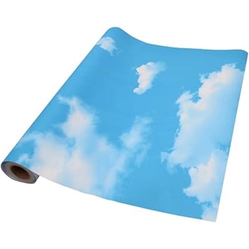 TAOGIFT Peel and Stick Contact Paper Blue Sky Clouds Pattern Wallpaper Vinyl for Kitchen Wall Art Crafts Decor 24x117 Inch
