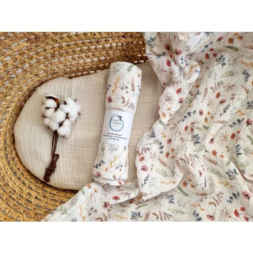 Floral muslin swaddle blanket, Wildflower swaddle, Floral baby gift, Newborn gift for girls