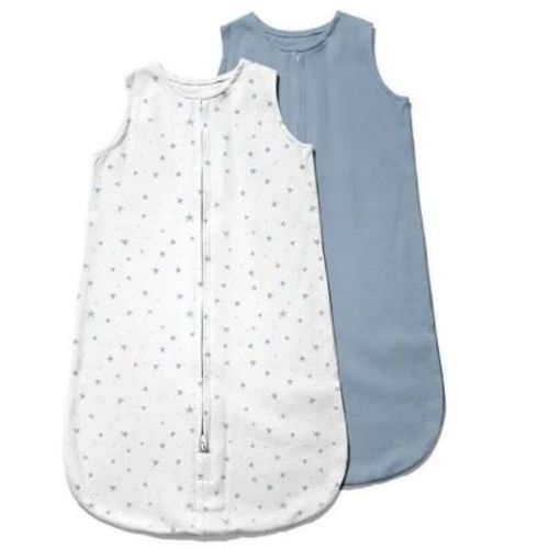 Ely's & Co. Wearable Blanket 100% Cotton Blue Stars 6-12 Months 2 Pack
