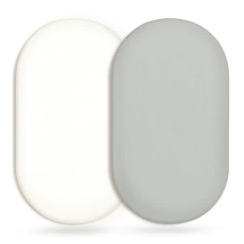 GRSSDER Stretchy Ultra Soft Fitted Bassinet Sheet 2 Pack, Universal Fit for Bassinets Baby Cradle Moses Basket Oval Rectangle Mattress Safe and Snug, Jersey Bassinet Sheets for Girls, White/Gray