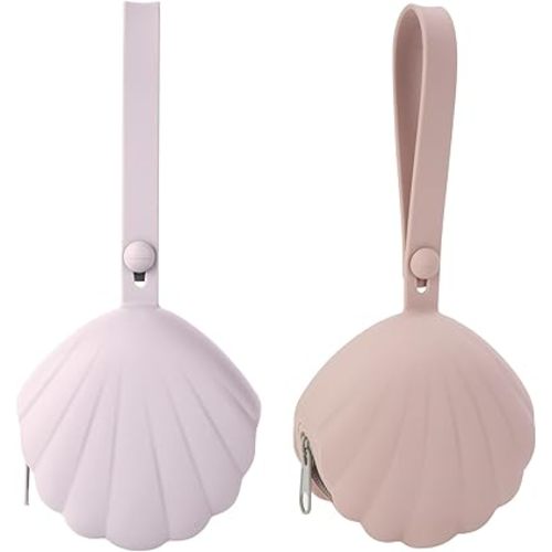 Silicone Pacifier Holder Case, Portable Leakproof Design Baby Pacifier Storage Case, BPA Free, Easy Clean, 2 Pack (Dusty Lilac+Blush)