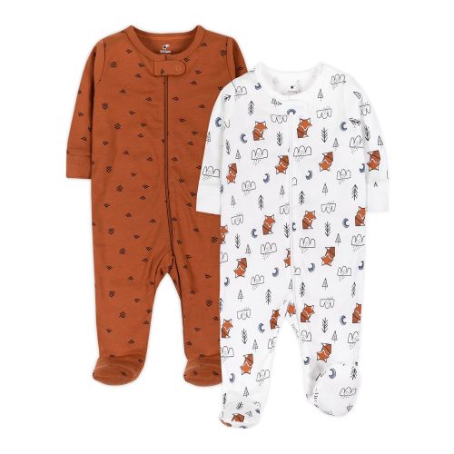 Little Star Organic Baby Boy 2Pk Long Sleeve Sleep N Play, Size Newborn - 9 Months