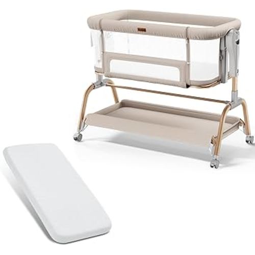 NeoBorn 3 in 1 Baby Bassinet, Bedside Bassinet for Baby, Rocking Bassinet with 33'' x 19'' inch Mattress