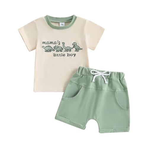 YINGISFITM Toddler Baby Boy Clothes Summer Short Sleeve T Shirt Boy Shorts 2Pcs Cute Dinosaur Outfit Infant Boys Clothing Set