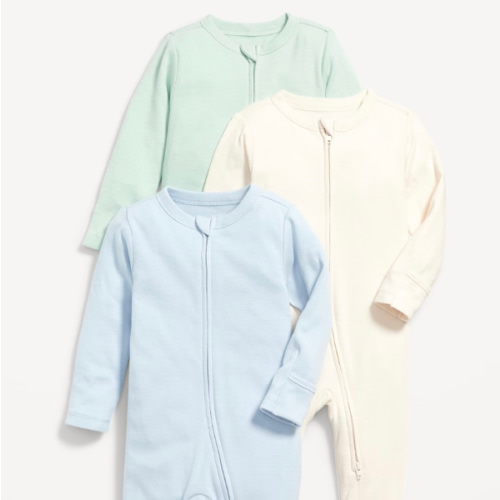 Unisex 3-Pack Sleep & Play 2-Way-Zip Footed One-Piece for Baby | Old Navy