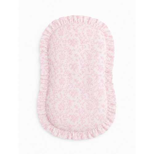 Pink Chinoiserie Ruffle Zipper Lounger Cover - Soft Louger Cover - Baby Lounger Cover 100% Cotton Fabric - Washable lounger cover
